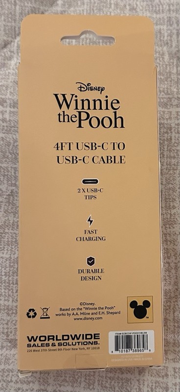 USB C To USB C Fast Charging Cable Winnie The Pooh & Butterfly Disney New gallery