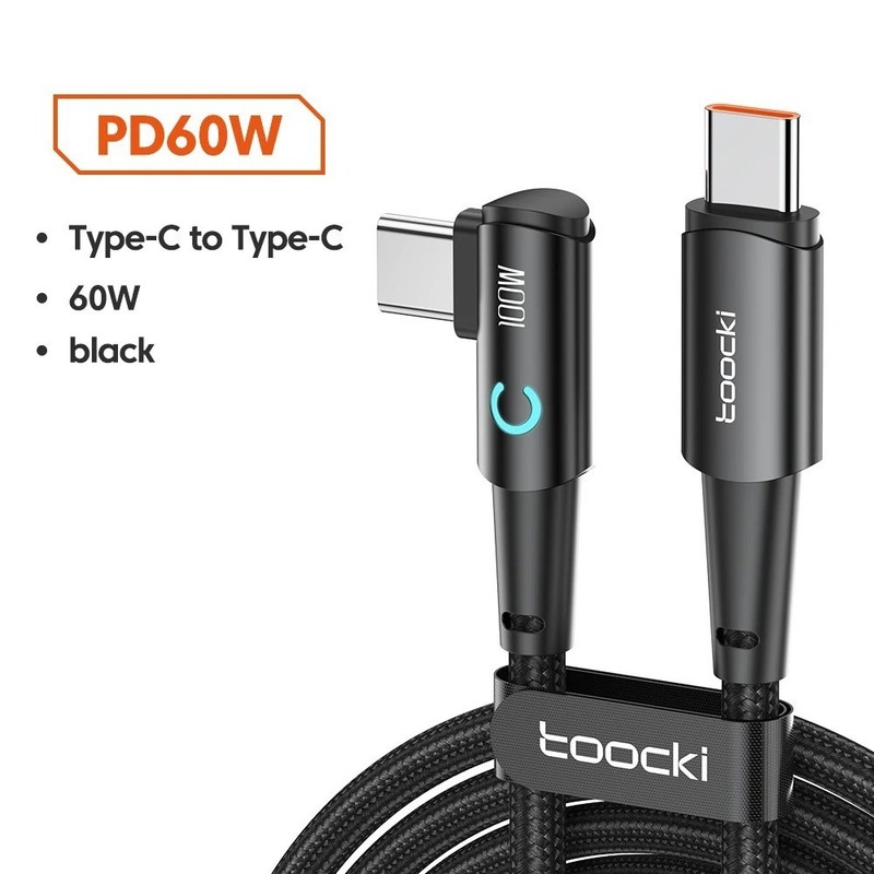 90 Degree Fast Charge USB-C to C Cable Type C Charger Cord L Quick Charging 100w