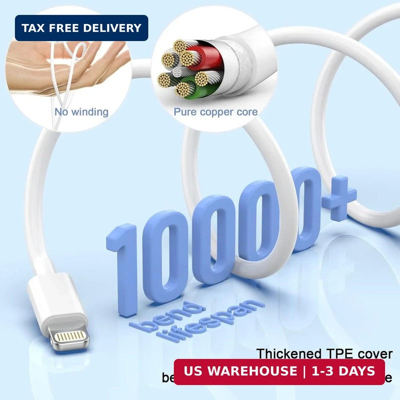 Estbuc iPhone Charger [Apple MFi Certified] 5pack 10FT Long Lightning Cable Fast gallery