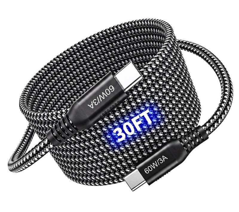 Extra Long 30 FT USB to USB Cable 60W, 480Mbps Data Transfer Fast Charging Co...