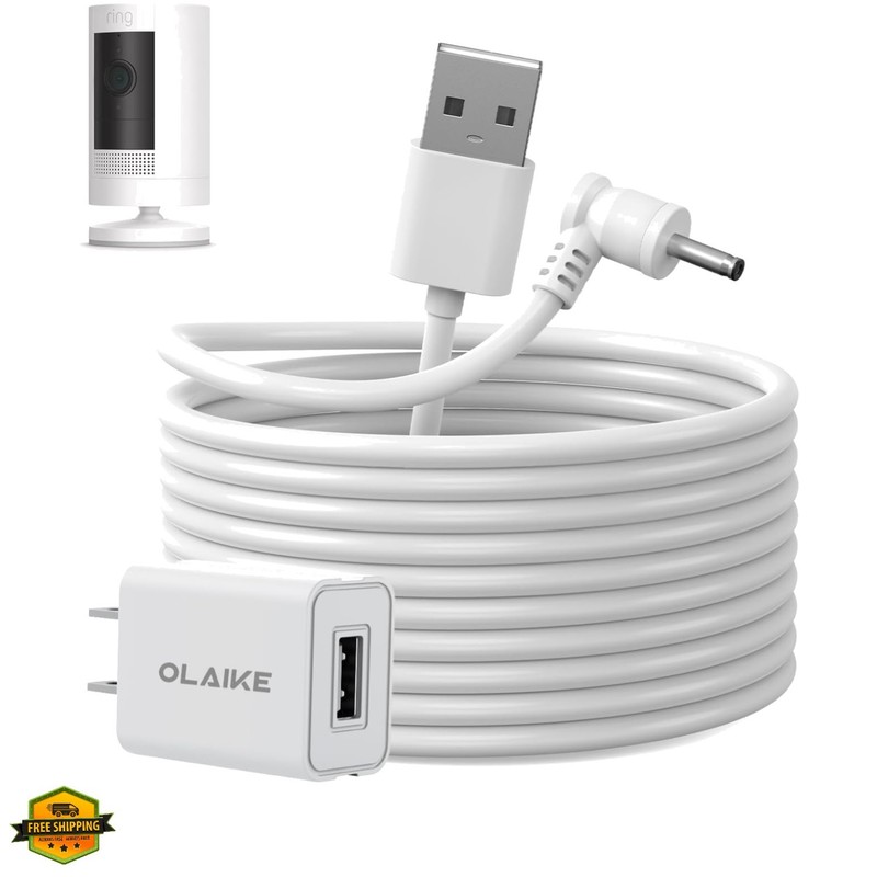 5m/16ft Charge Cable with DC Power Adapter Compatible with Ring Stick Up Cam …