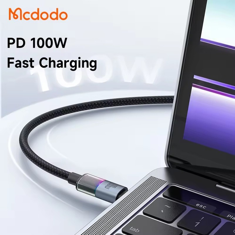 Mcdodo 7 Colorful LED USB-C Fast Charging Cable 100W PD Braided Nylon Cord gallery