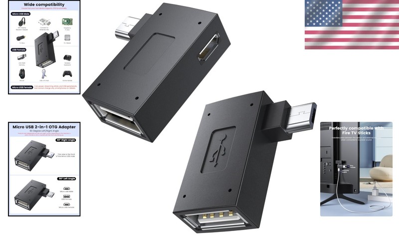 2-Pack Micro USB OTG Adapter for Fire TV Stick - Left and Right Angle Design gallery