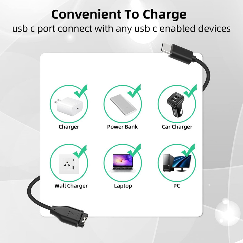 USB C Charger Compatible with Garmin Watch Charger, Data Sync Charging Cable for gallery