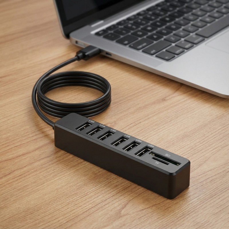 USB 2.0 Splitter with Overcurrent Protections 6 Port Safe Charging Hub for gallery