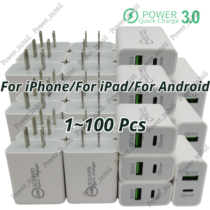 Wholesale 20W USB-C PD QC Fast Charger Power Adapter Lot For iPhone iPad Android