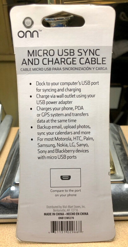 Onn 4 Ft. Micro USB SYNC & CHARGE CABLE, New in Sealed Package, FREE SHIPPING gallery