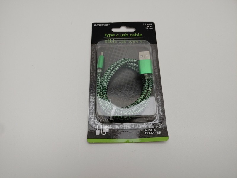 4x USB-USB C 39" Cloth Wrapped 2.1 Amp A Charging Data Cable Green Aluminum Ends gallery