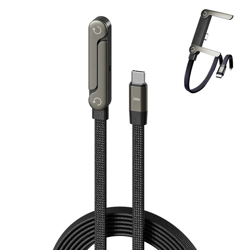 1.5m 240W Fast Charge Cable with Reinforced Braid and Fixed Angle Stand gallery