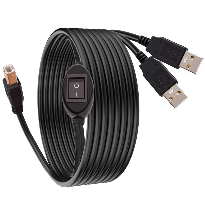 14.7Ft 4.5m 2 In 1 Printer Cable Splitter USBB To Dual USBA Toggle Switch