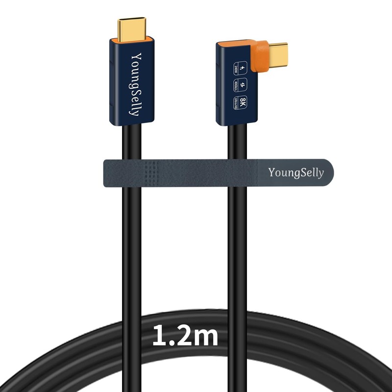 4.0Ft Elbow USB C Cable Thunderbolt 4/3 240W Charging 8K Dual Display