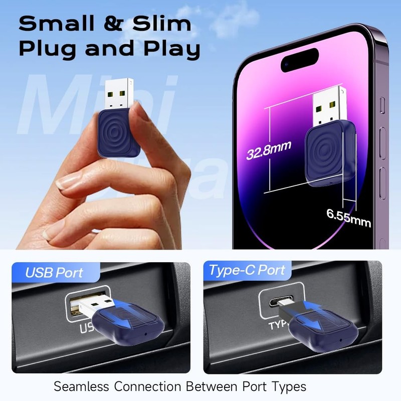 Mini Ultra Wireless CarPlay & Android Auto Adapter - Plug & Play Dongle for i... gallery