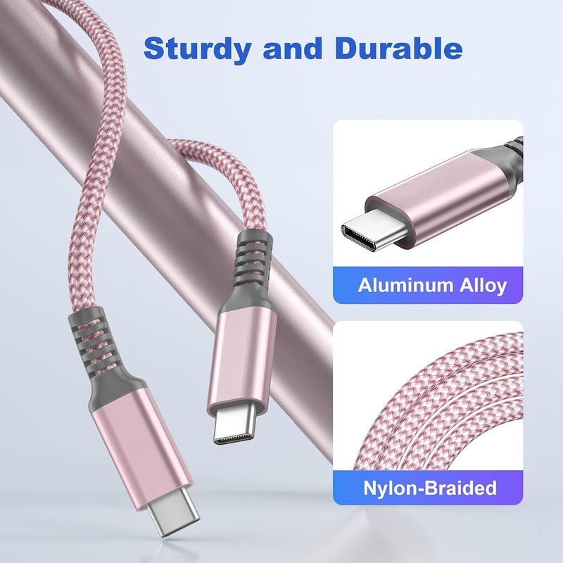 Durable 10ft Pink USB Type C Cable - Power Delivery Charge Cord for All Devices gallery