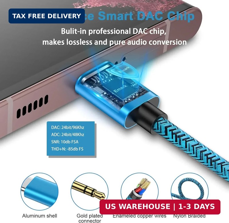USB C to 3.5mm for iPhone 17 Pro Max 16 15 Audio Aux Jack Cable Car Stereo 3.3f gallery