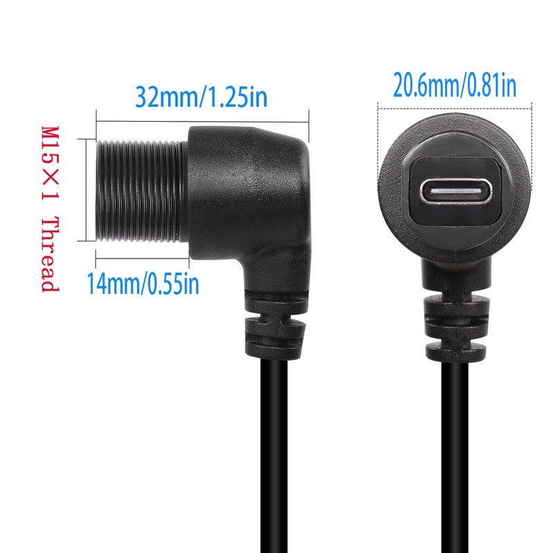 90 Degree Angle USB C 3.1 Panel Flush Waterproof Cable 10Gbps Type C 3.1 Righ... gallery