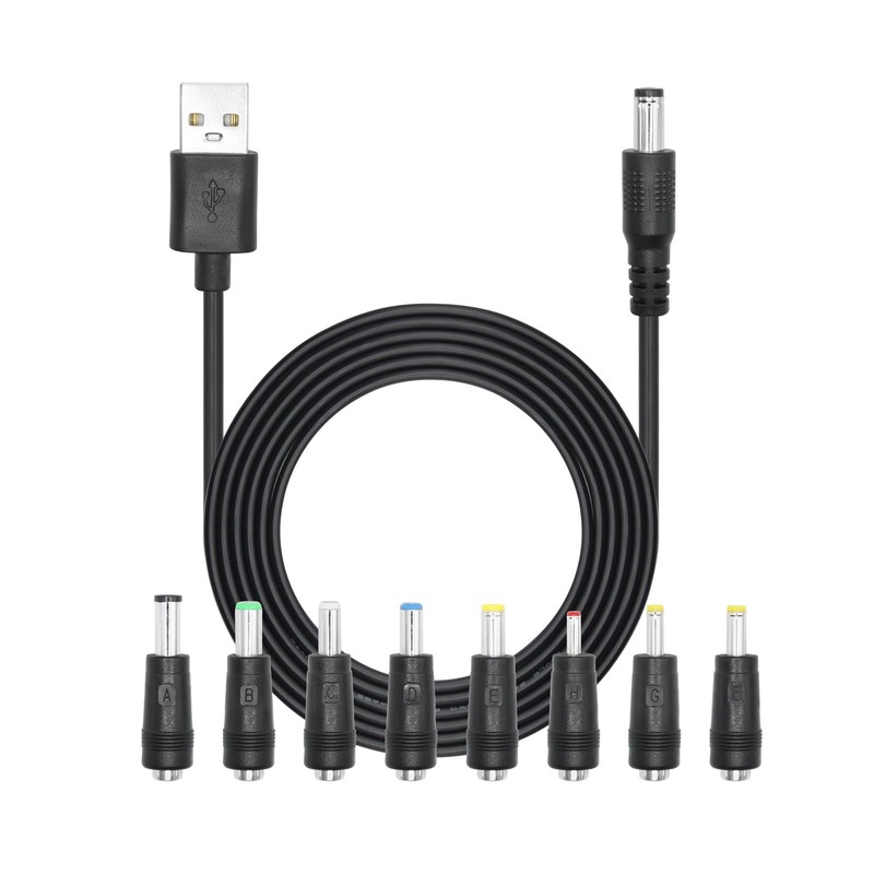USB To DC 5.5×2.1mm Power Cord 2M/6FT 5V A Male To DC 5521 Plug 8 Connector