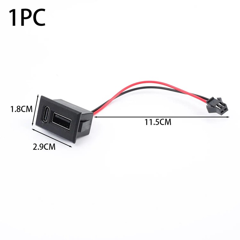 Double Layer Female Type-C Socket USB Lamp Charging Socket Power Cable Connector