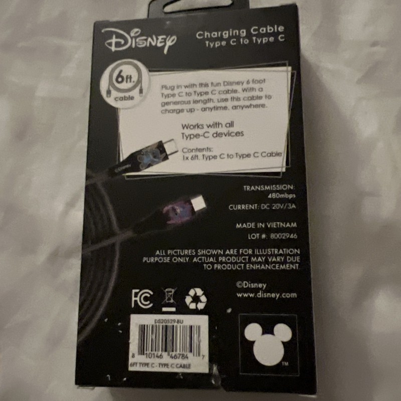 Disney STITCH Charging Cable Type C To C 6 FT Cable gallery