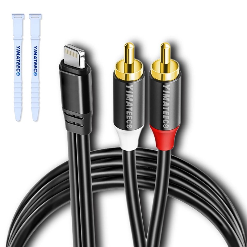 Lightning to RCA Cable Audio Aux Adapter, [MFi Certified] 2 RCA Audio Y Splitter
