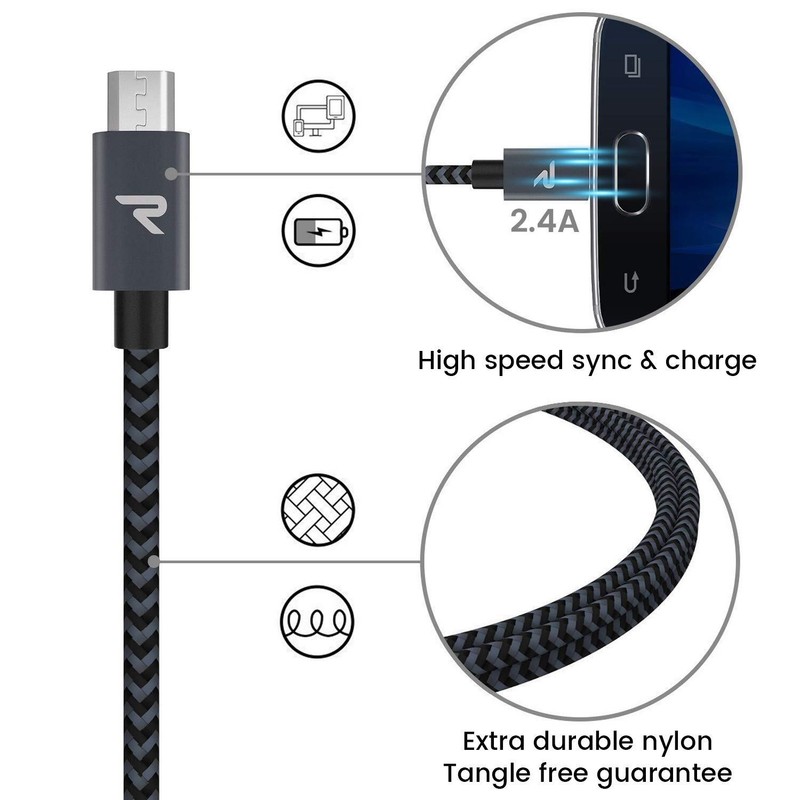 Micro USB Cable,[2 Pack/3.3ft],Rampow QC 3.0 Fast Charging gallery