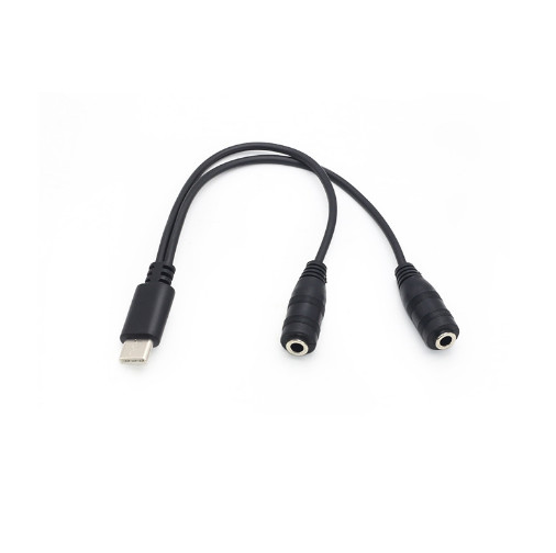 5pcs Type-C to 3.5mm Jack Stereo Audio Splitter 1 Male To 2 Female Adapter Cable