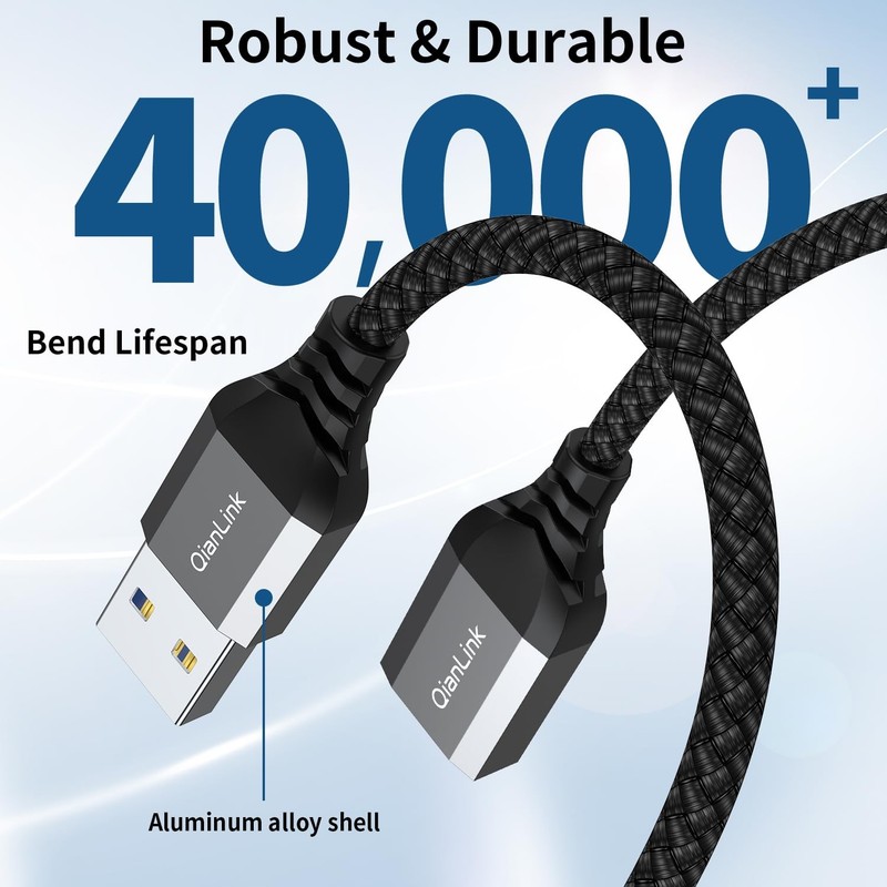 3.3ft Nylon Braided USB 3.0 Extension Cable for Webcam Mouse Keyboard Gray gallery