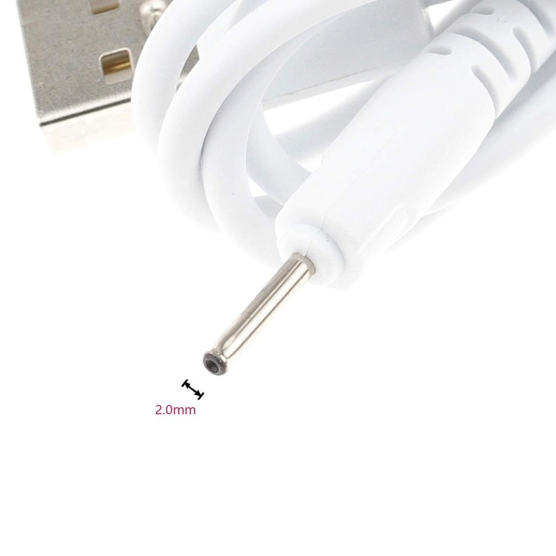 2 PCS USB to DC 2.0mm Cable Earbuds 5V Power Adapter Charging Cord White gallery