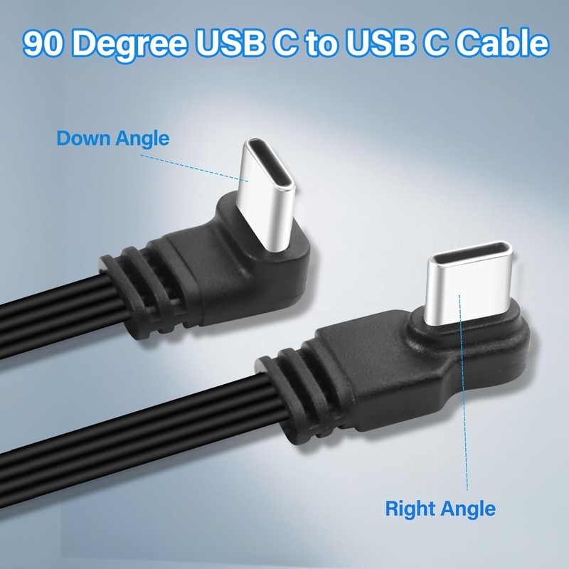 90 Degree USB Type C 2.0 Flat Cable Right Angle Type C Charging Cord 480Mbps ... gallery