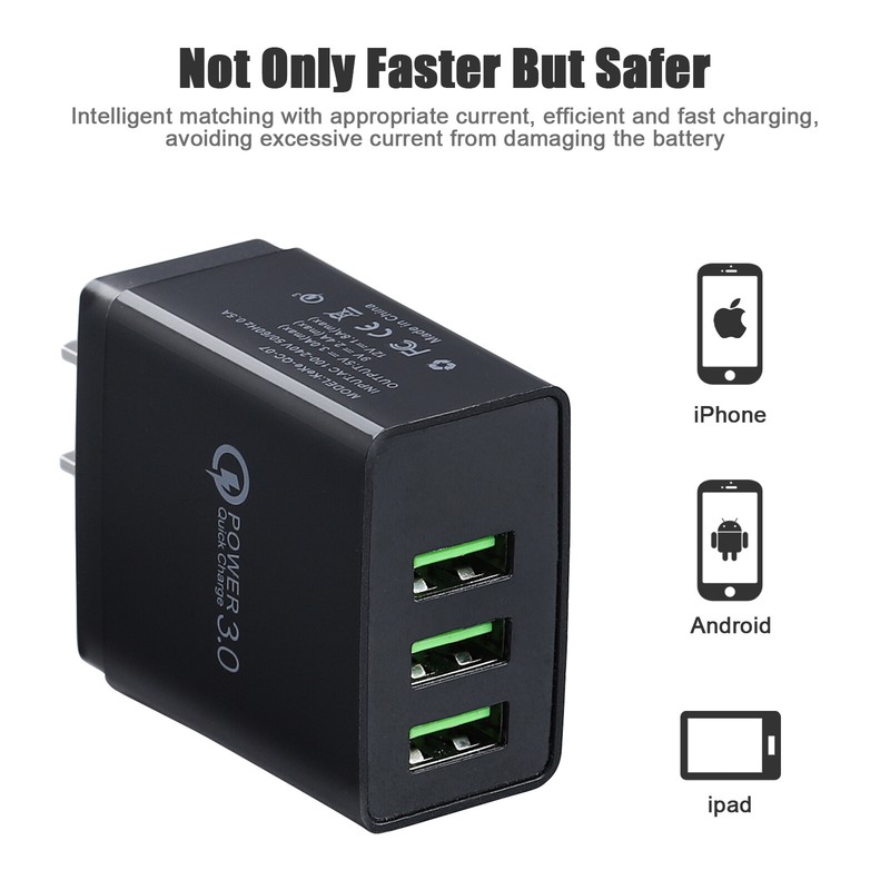 3 Port Fast Quick Charging 3-USB Wall Charger US LED QC 3.0 Hub Power Adapter gallery