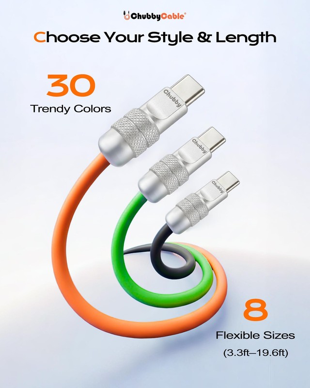Chubby 2.0 USB C 240W Fast Charging Cable Silicone Soft Durable USB C Cable E... gallery