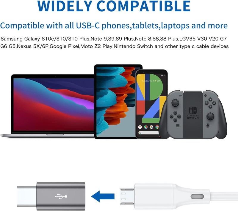 Micro USB to C Adapter,8-Pack Aluminum Type C Adapter Convert Grey gallery