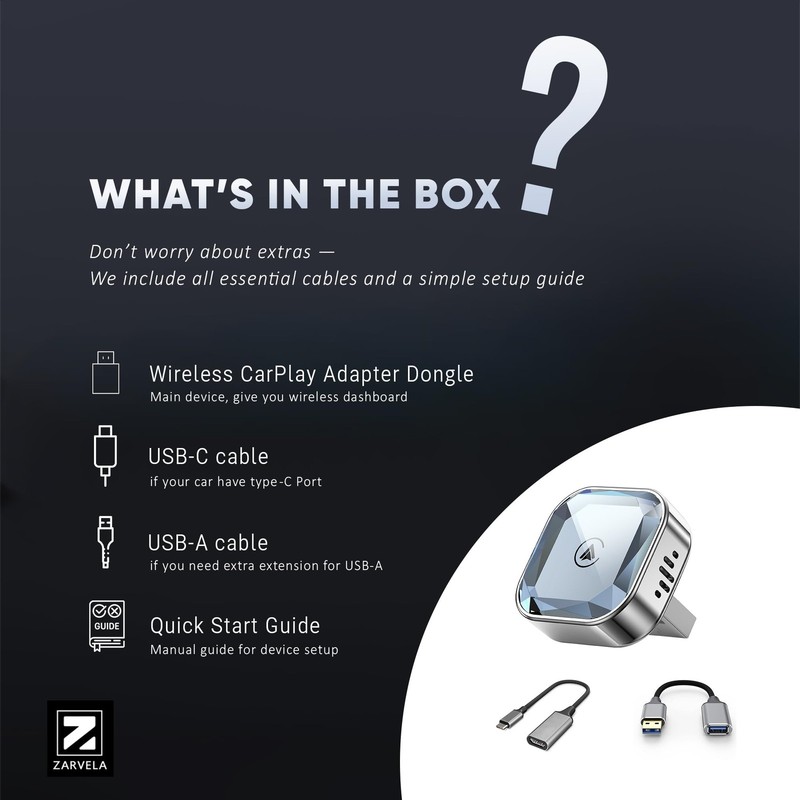 Wireless CarPlay Adapter 2026 Upgraded – 2-in-1 Suitable for Apple iPhone & A... gallery