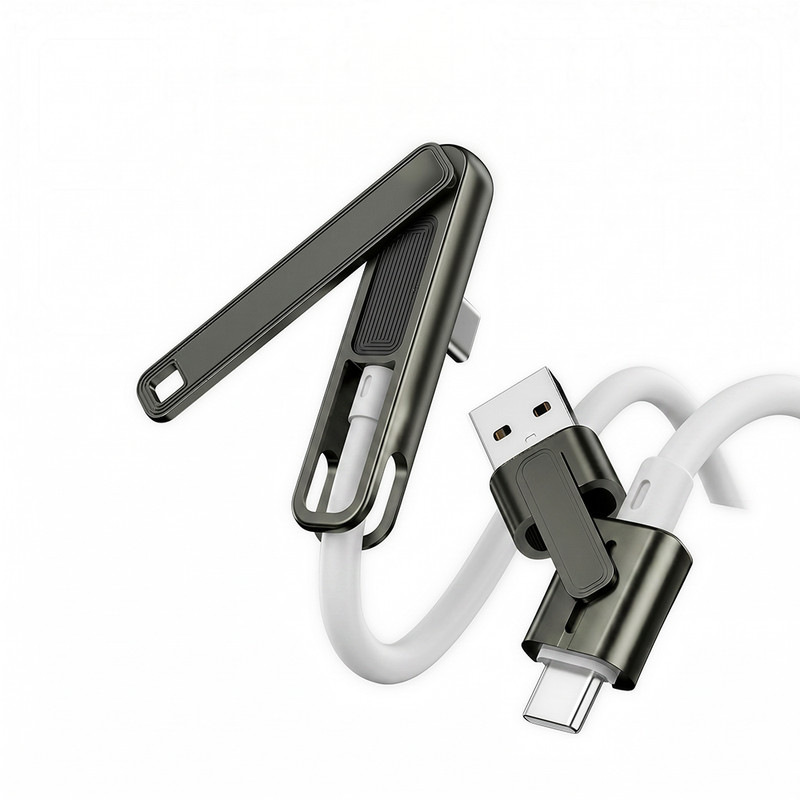 Multifunctional 100W Data Cable Zinc Alloy Silicone With Phone Holder Stand