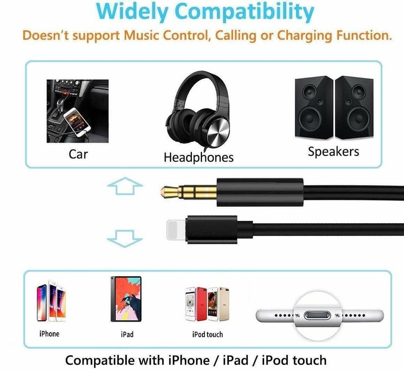 For Phone 7 8 XR 11 12 13 Pro Max 8 Pin to 3.5mm AUX Audio Car Adapter Cord lot gallery