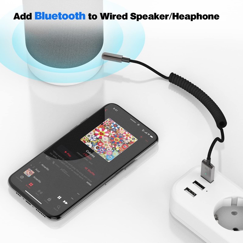Bluetooth 5.3 to Aux Adapter for Car, USB to TRS 3.5mm Receiver - Adds Blueto... gallery
