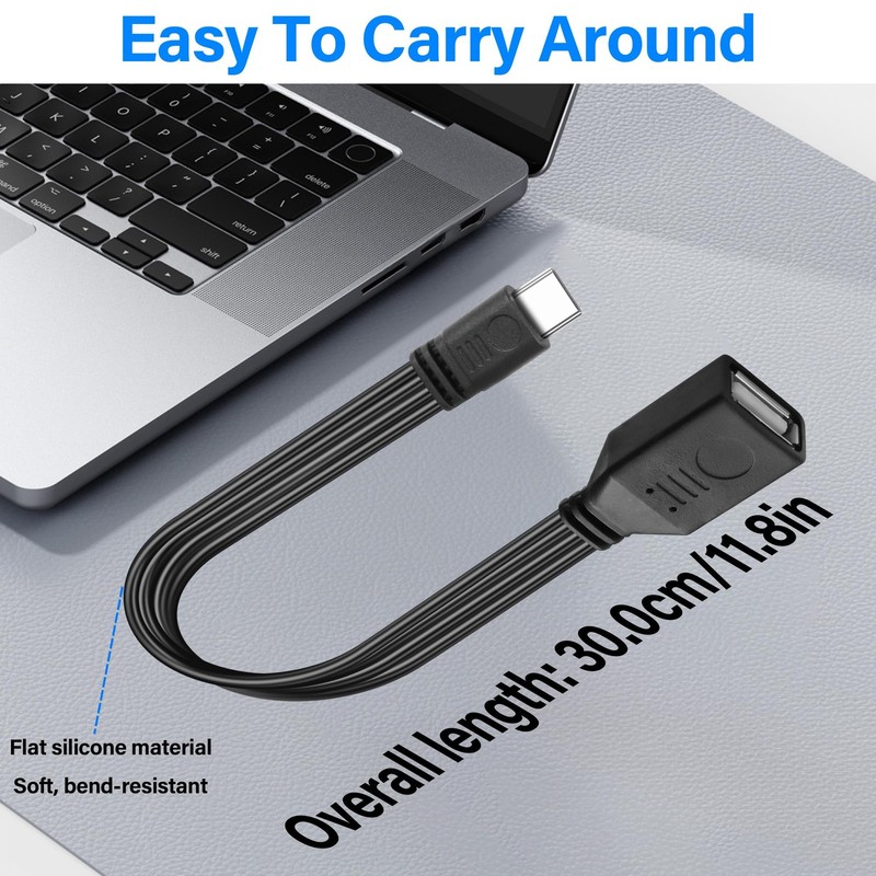 USB Type C To USB A 2.0 Cable Male Female Fast Charging Data Flat 1FT/30CM gallery