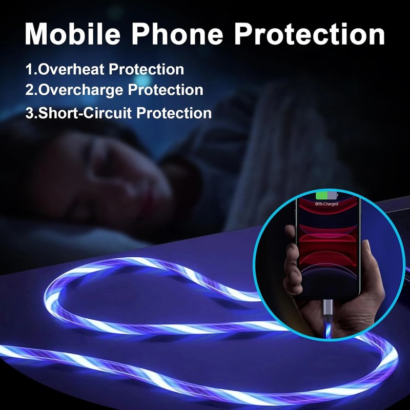 Light Up USB C Cable, LED Fast Charger Type C Charging Cords, USB-A to USB-C Com gallery