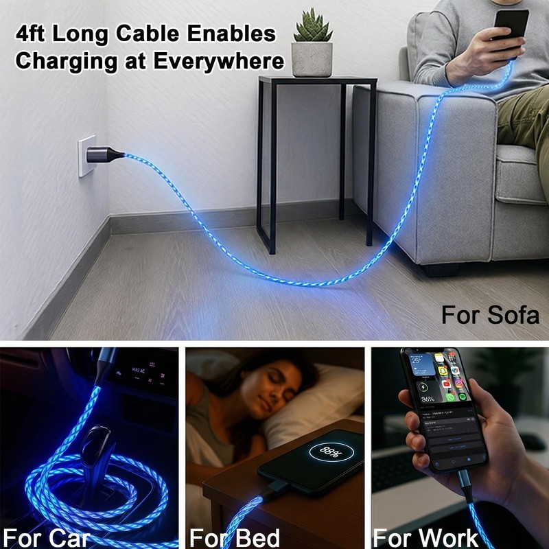 USB to USB Cable, Light up Charger Cable, 60W USBC to USBC Cord, to Fast Char... gallery