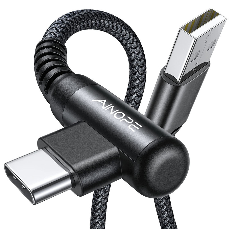 2-Pack 6.6Ft Type C Fast Charge Cable, Right Angle, Nylon Braided, Compatible De gallery