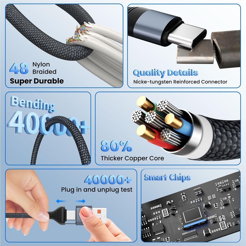 Tangle-Free 4FT Multi Charging Cable for iWatch & iPhone - Travel Essential gallery
