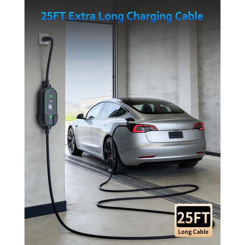 25ft Cord 16A Level 1/2 Tesla EV Charger NEMA 6-20 to 5-15 Adapter Fits Y/3/S/X gallery
