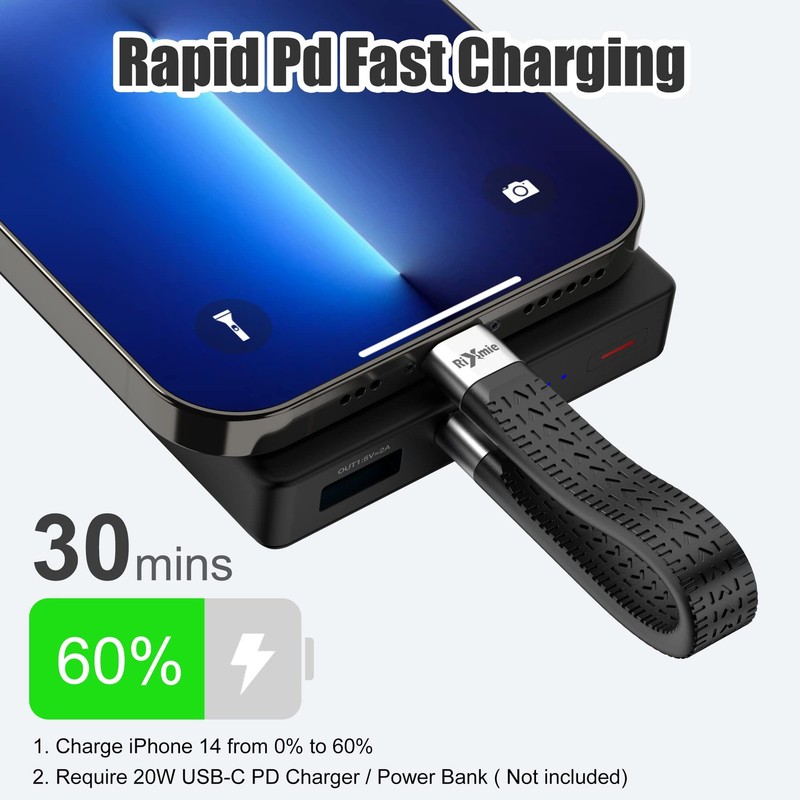 Short USB C to Lightning Cable, [MFi Certified-13.5cm] 30W Fast Charging for ... gallery