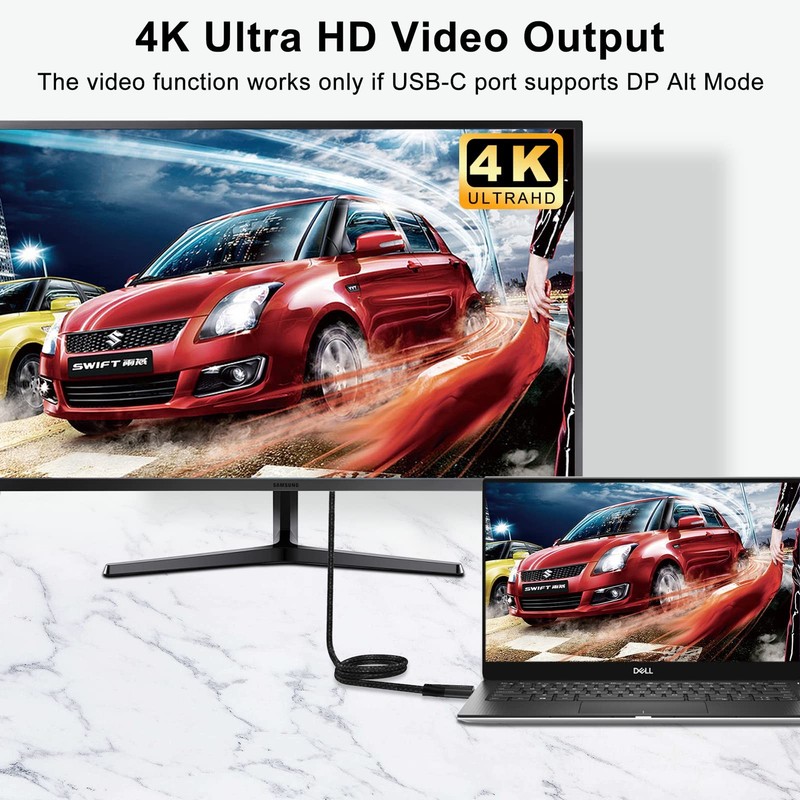 2 PCS USB C To C 3.2 Gen 2 Cable 20Gbps 100W 4K Monitor Cord 10FT Black gallery