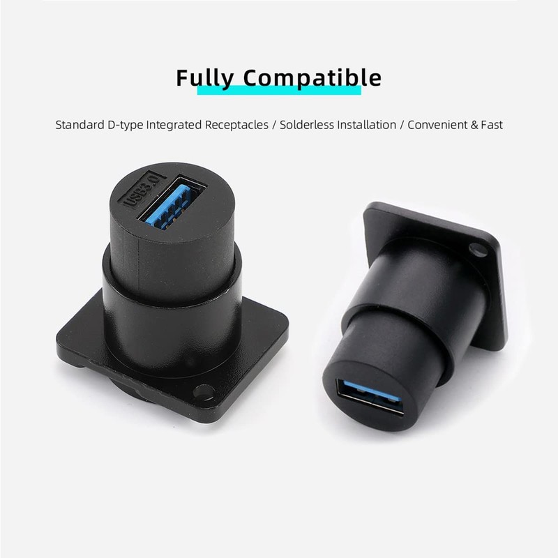 5PCS USB3.0 D Series Panel-Mount Connector,Waterproof USB Port Socket 86 Pane... gallery