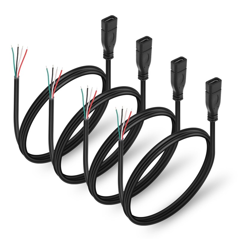 4 PCS USB -PD Pigtail Power Cable Fast Charging Bare Wire USB Power Data Cabl...