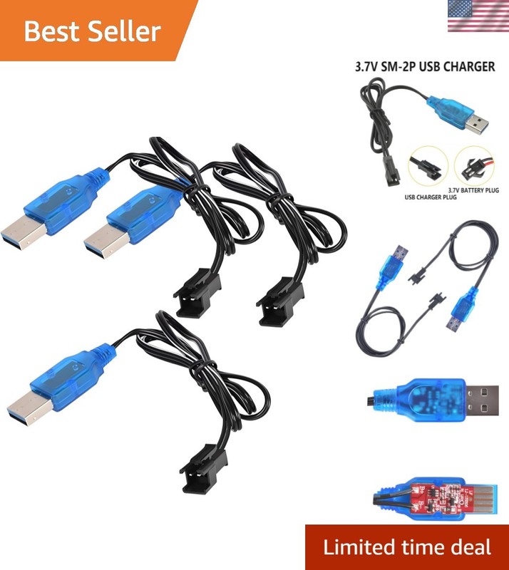 3pcs 3.7V USB Charger Cable with SM-2P Connector for RC Cars, Trucks, Boats, ...