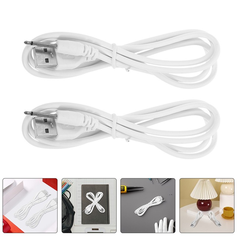 2Pcs Replacement Dc Charging Cables USB USB to Dc Barrel Cord Durable White gallery