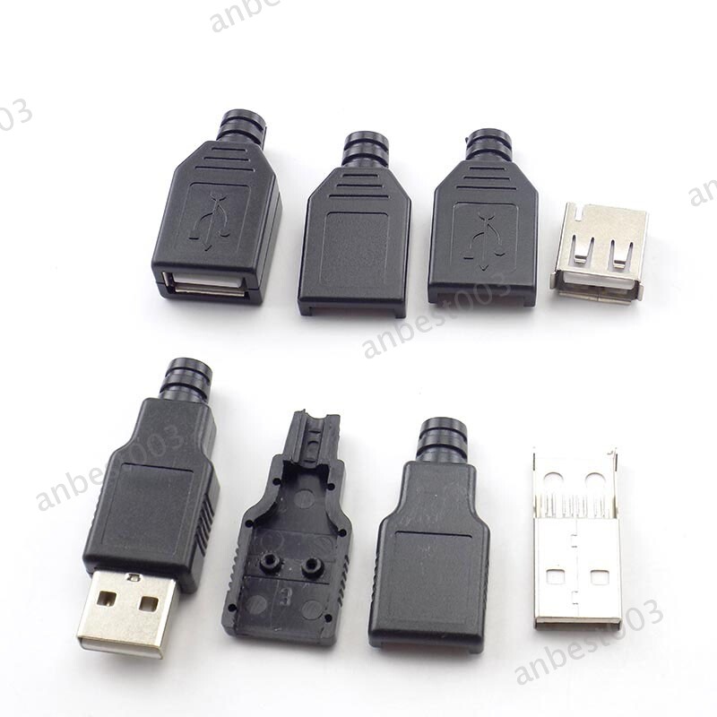 Type A Male USB Female 4 Pin Plug Socket Connector With Plastic Cover DIY gallery