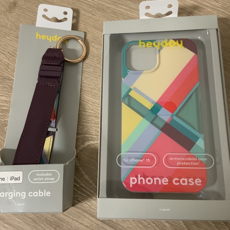 📀 Heyday Charging Cable W/Wrist Strap & Phone Case for iPhone 13 -SET OF 2 NEW