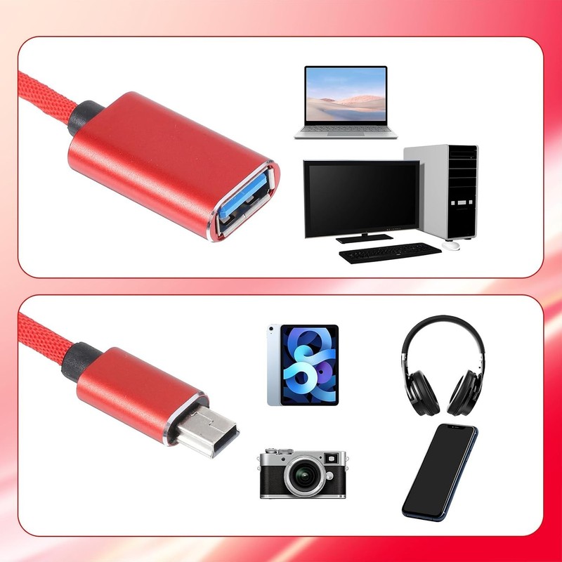 2 Pcs Mini USB OTG Adapter – Braided Cable for Fast Data Transfer & Charging gallery